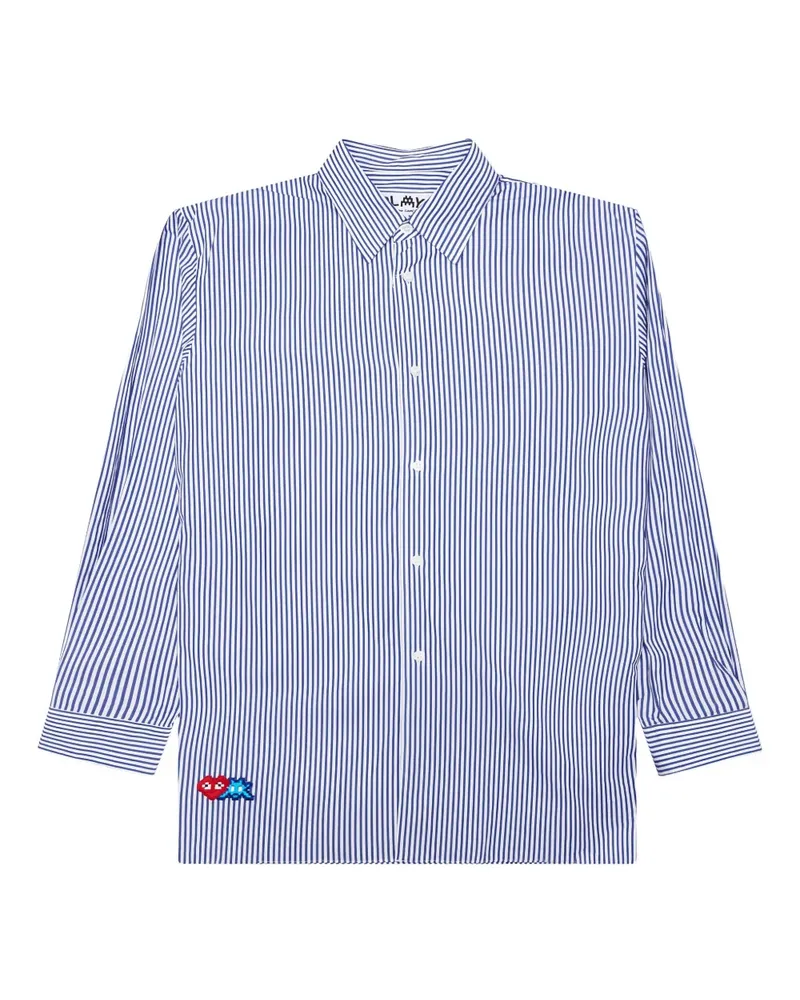 Comme des Garçons Gestreiftes Hemd mit Stickerei - Blau Blau