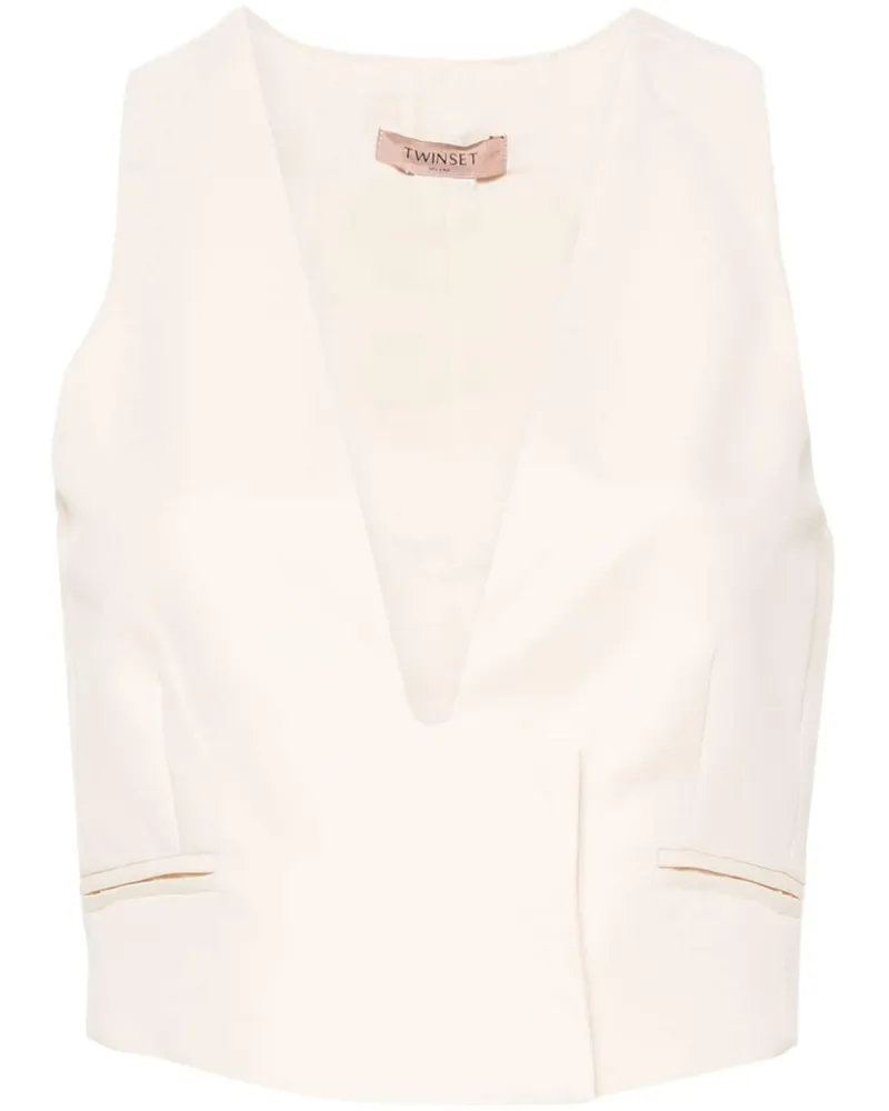 Twin-Set Weste mit Slub-Struktur - Nude Nude