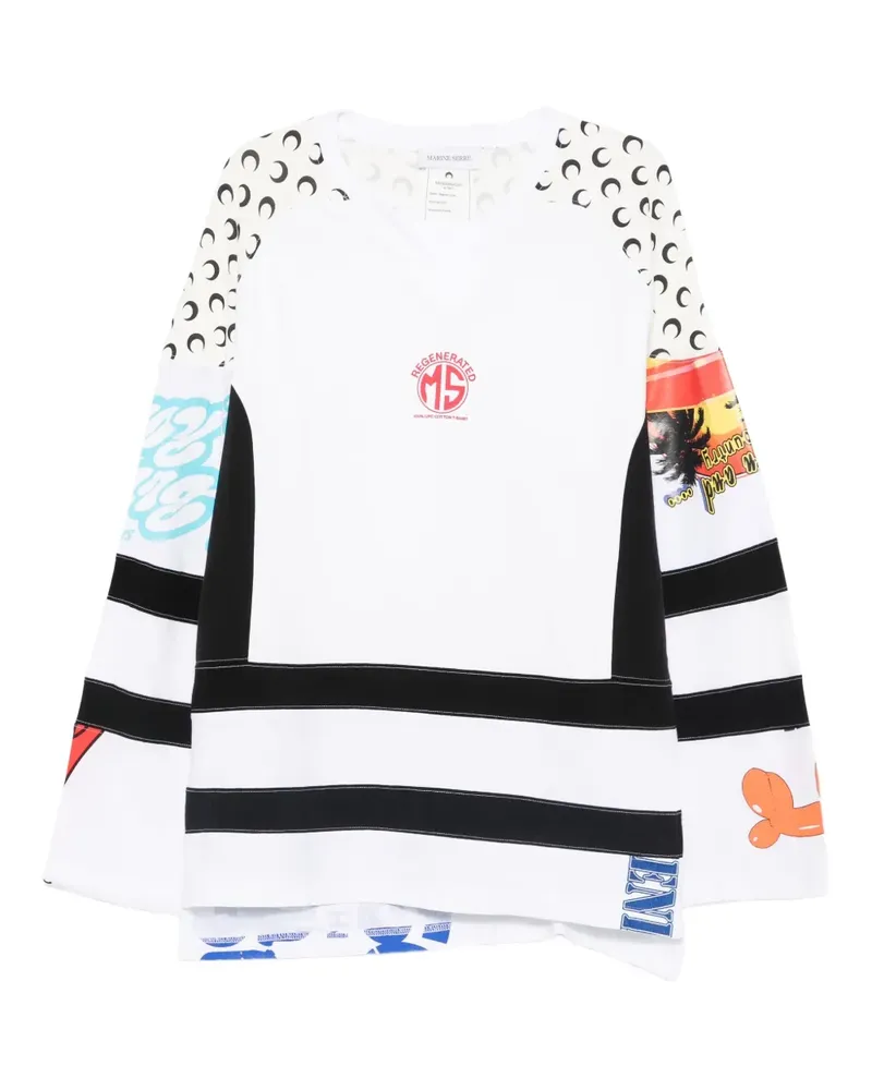Marine Serre Regenerated Trikot mit grafischem Print - Weiß Weiß