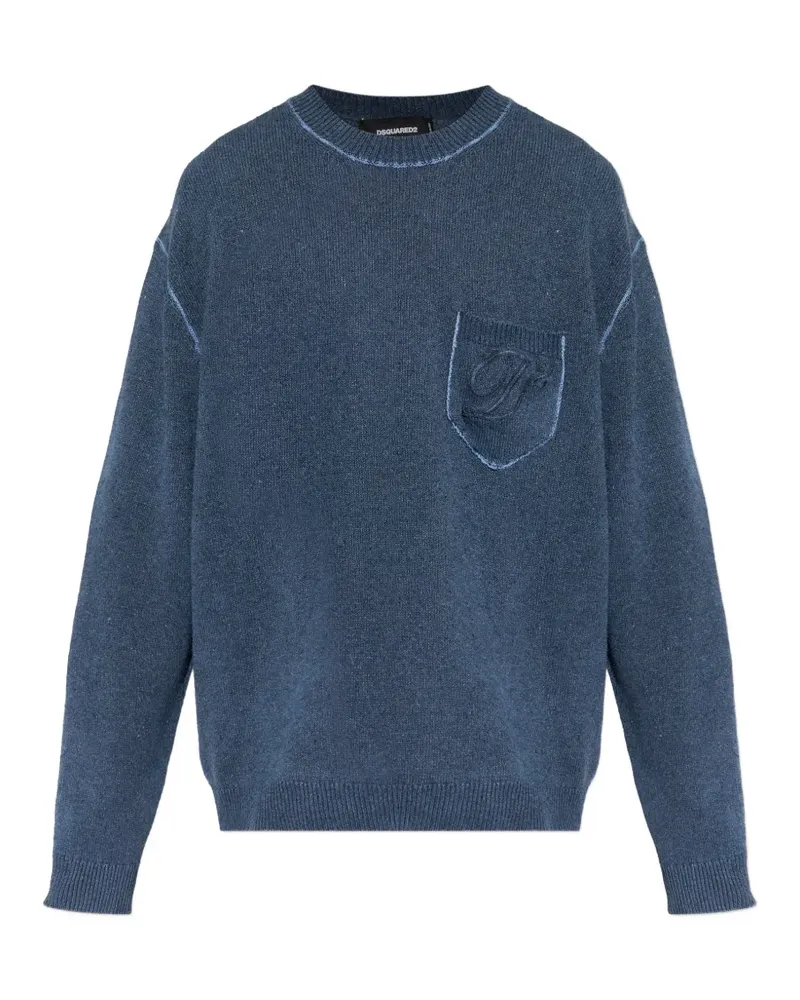 Dsquared2 logo-embroidered sweater - Blau Blau