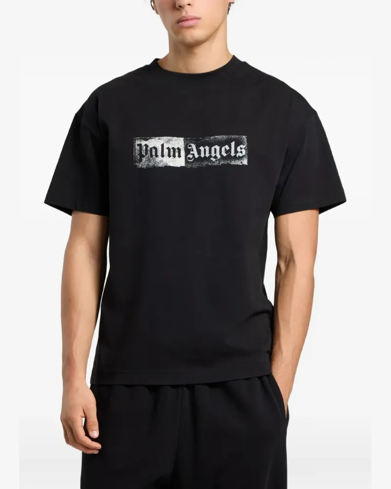 Palm Angels Stamp T-Shirt mit Logo - Schwarz Schwarz