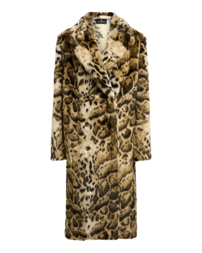 Etro faux-fur coat with leopard-motif - Nude Nude