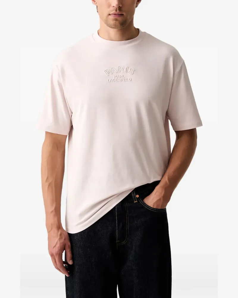 Karl Lagerfeld embossed-logo T-shirt - Rosa Rosa
