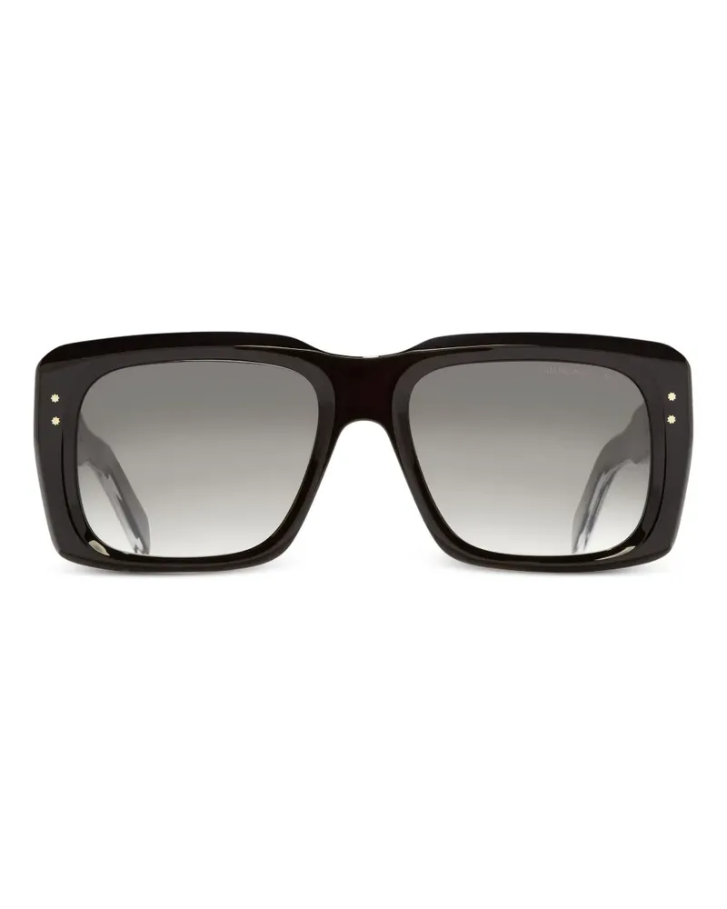 Cutler and Gross Eckige Sonnenbrille mit goldfarbenem Detail - Schwarz Schwarz