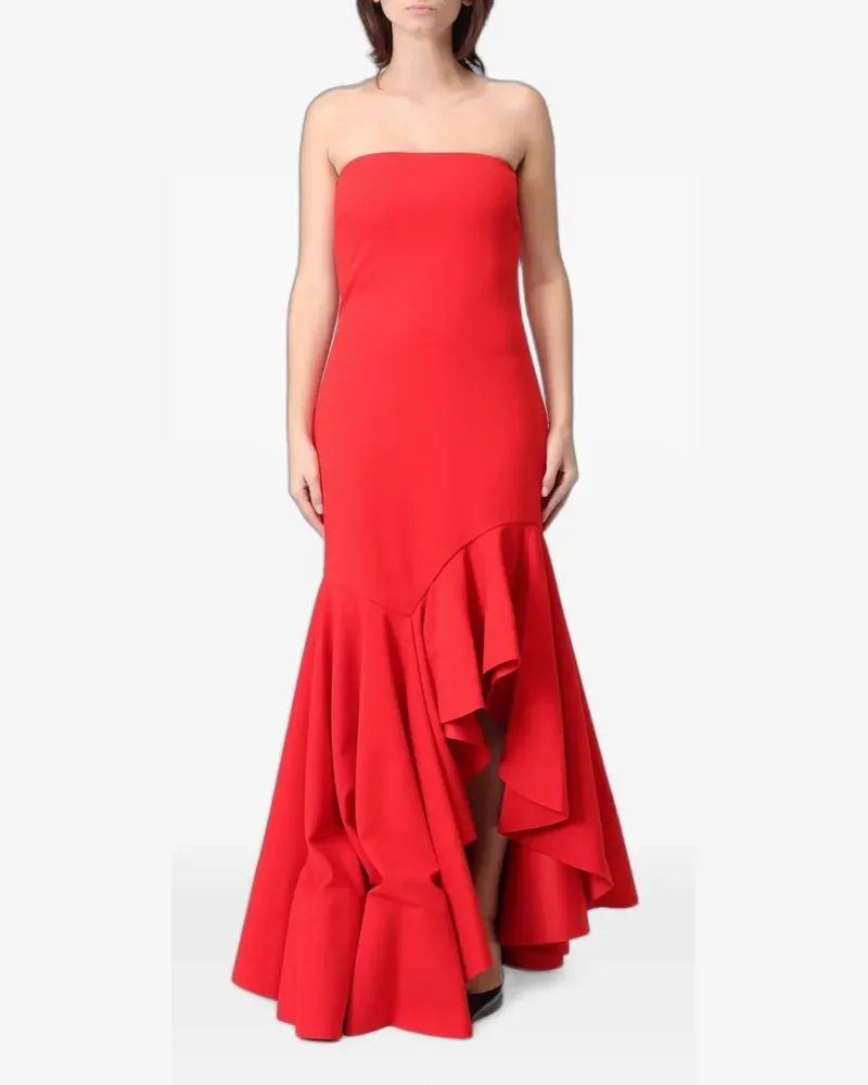 Solace London Hani ruffled strapless dress - Rot Rot