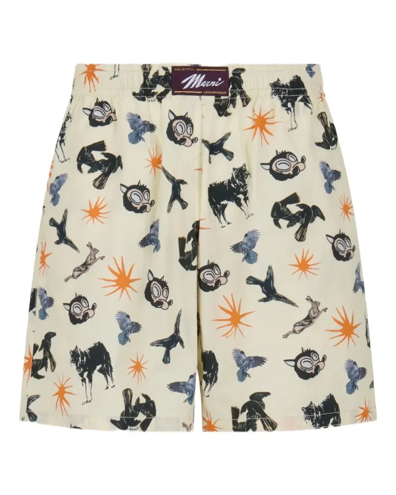 Marni Shorts mit grafischem Print - Weiß Weiß