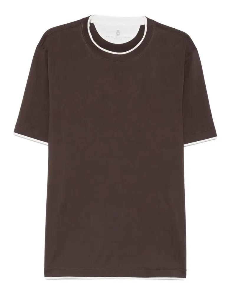 Brunello Cucinelli T-Shirt mit Kontrastdetails - Braun Braun