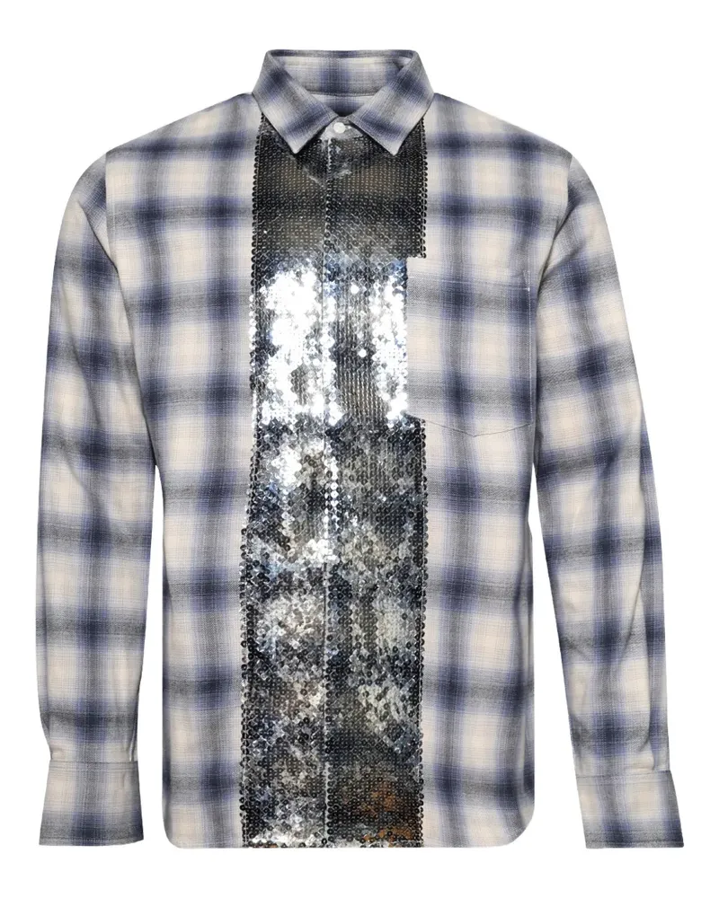 BLUEMARBLE sequin-embellished plaid shirt - Weiß Weiß