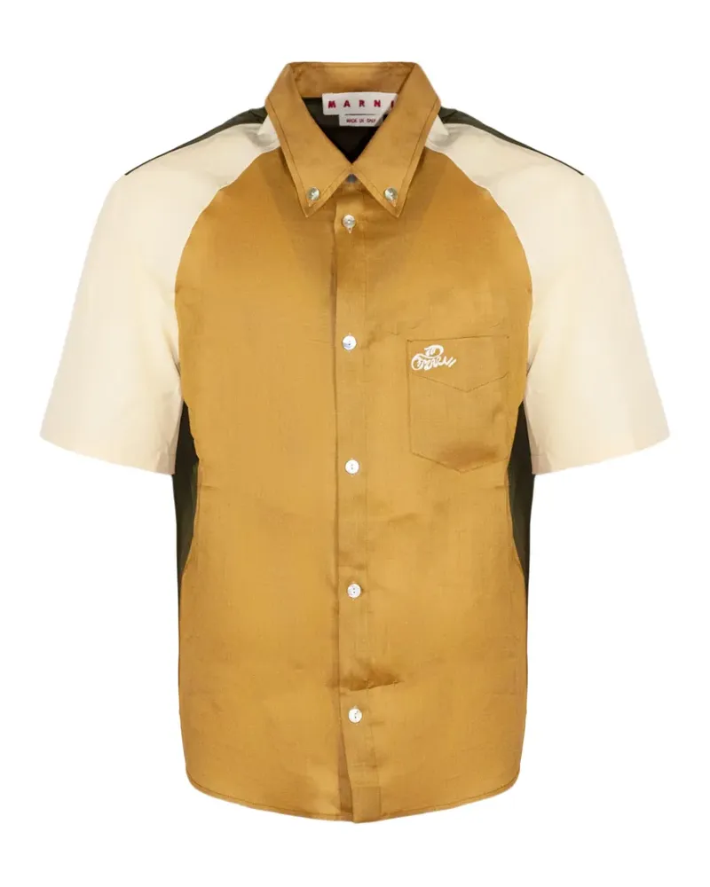 Marni colour-block logo-embroidered shirt - Gelb Gelb