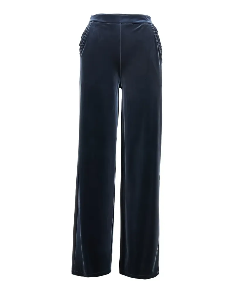 Emporio Armani ruffled velvet trousers - Blau Blau