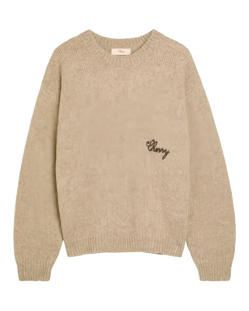 CHERRY LA American Classic embroidered-detail knitted sweater - Nude Nude