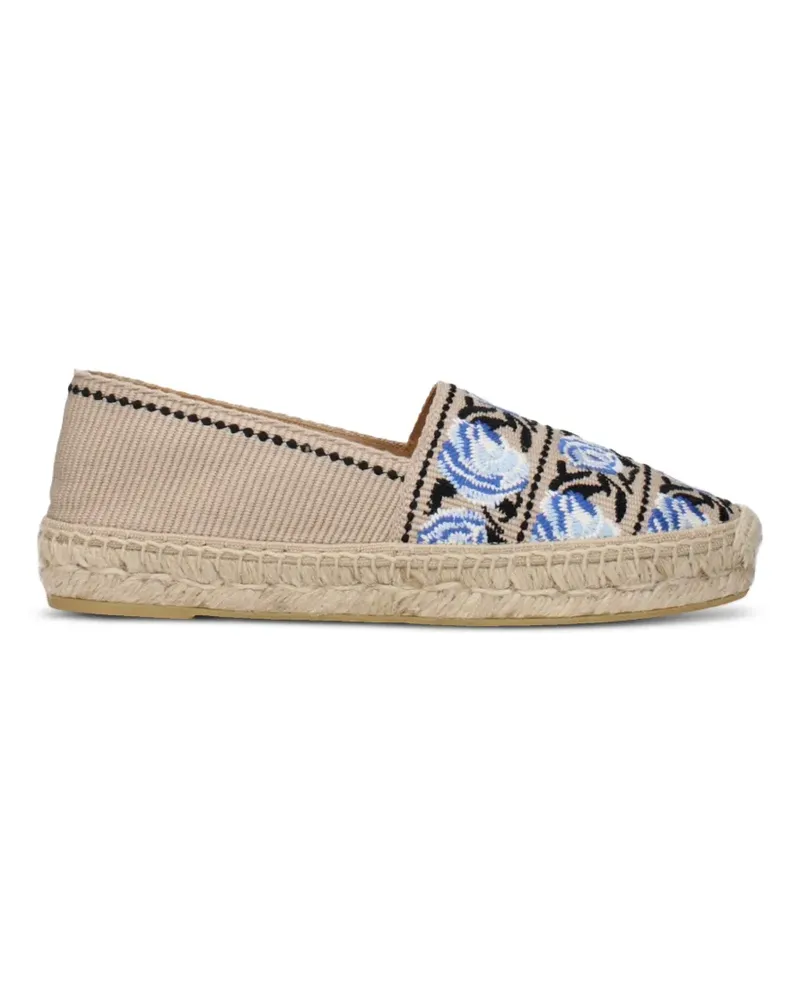 Prada floral-embroidered espadrilles - Nude Nude