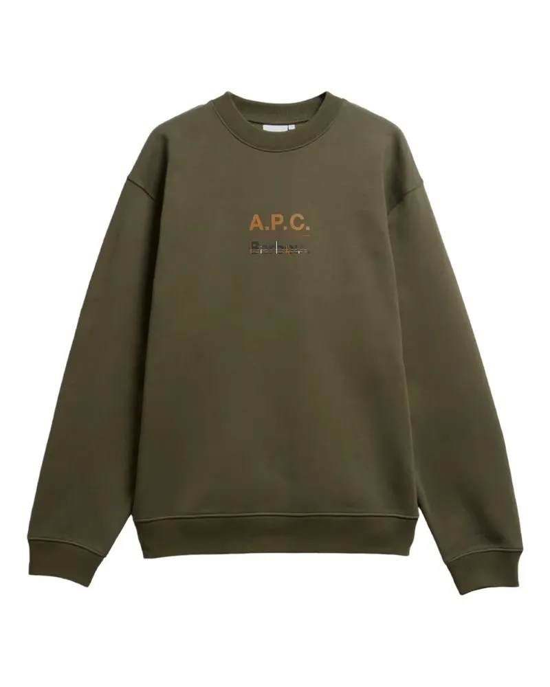 Barbour x A.P.C Pullover aus Baumwolle mit Logo-Print - Grün Grün