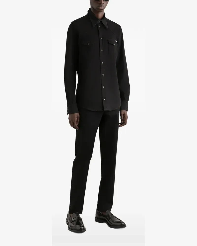 Dolce & Gabbana Beschichtetes Jeanshemd - Schwarz Schwarz