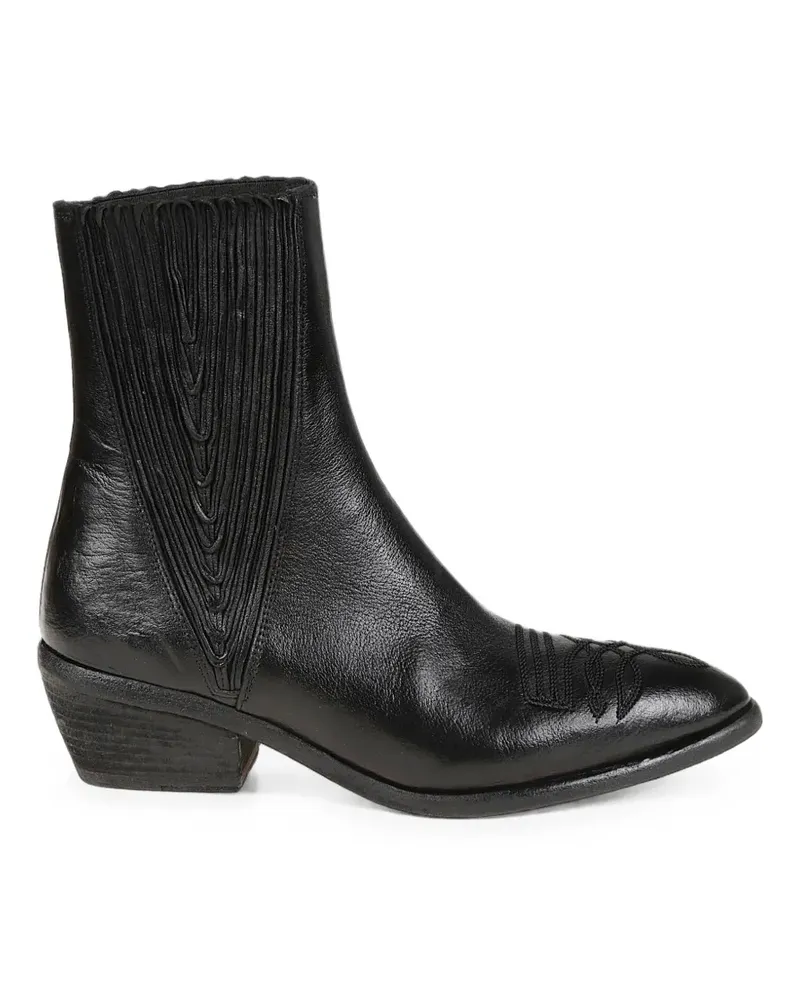 Fauzian Jeunesse embroidered pointed-toe cowboy boots - Schwarz Schwarz
