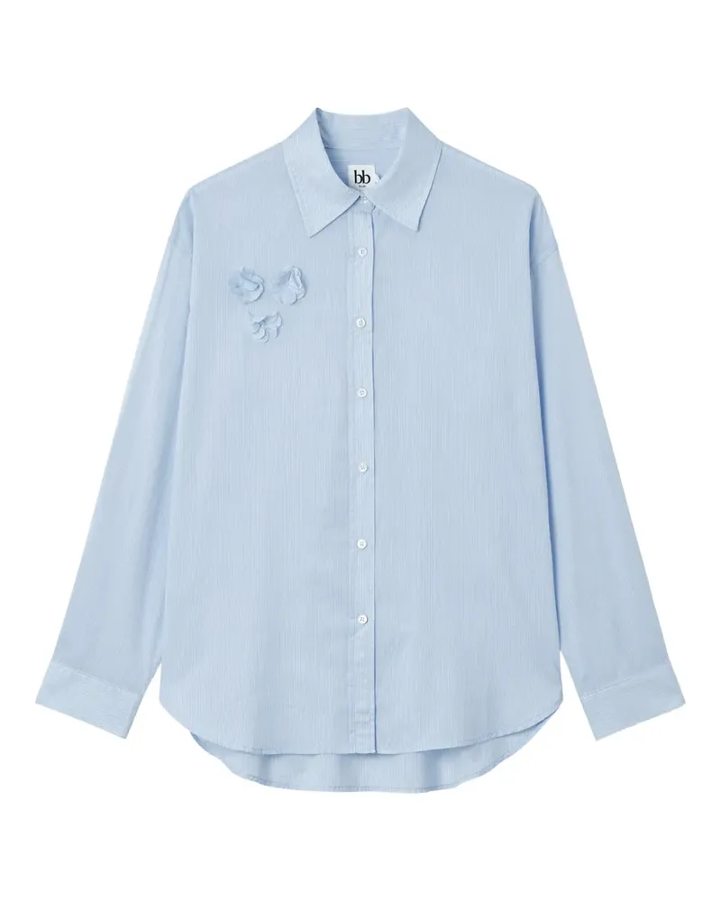 b+ab floral-appliqué striped shirt - Blau Blau