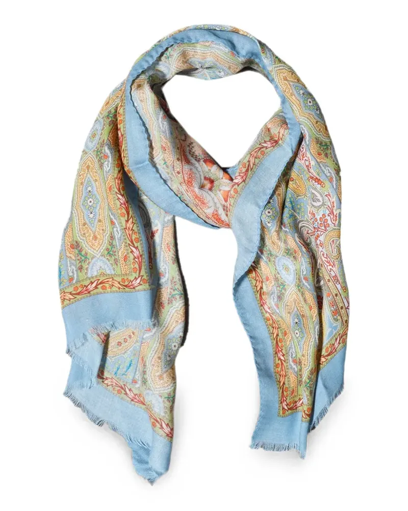 Etro paisley-print frayed scarf - Blau Blau