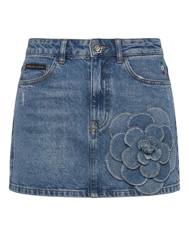 Philipp Plein Jeans-Minirock mit Strass - Blau Blau
