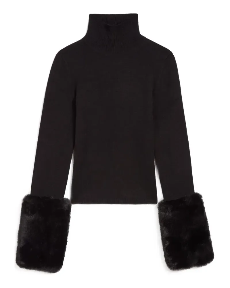 APPARIS Aspen faux-fur trim sweater - Schwarz Schwarz