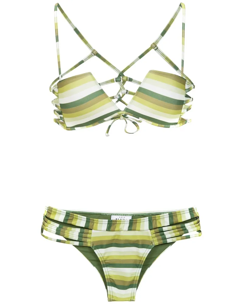 Amir Slama Gestreifter Bikini - Grün Grün