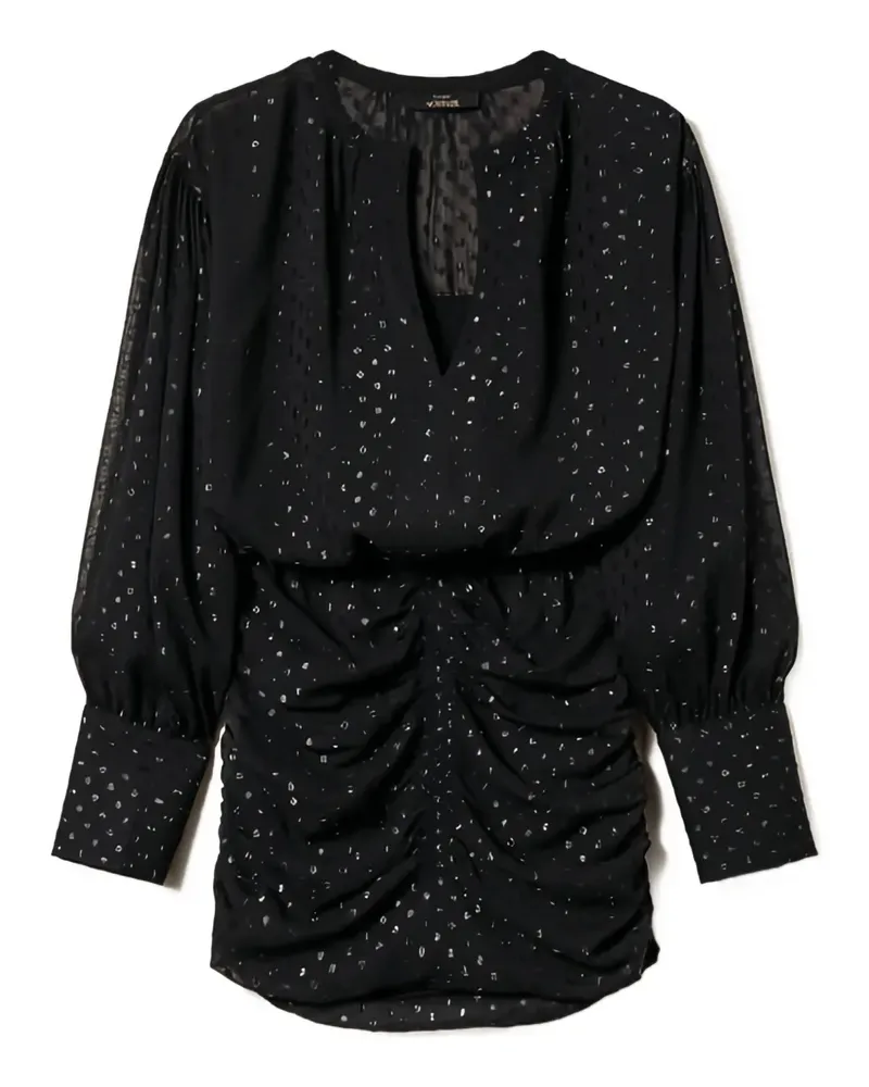 Twin-Set metallic-dot gathered mini dress - Schwarz Schwarz