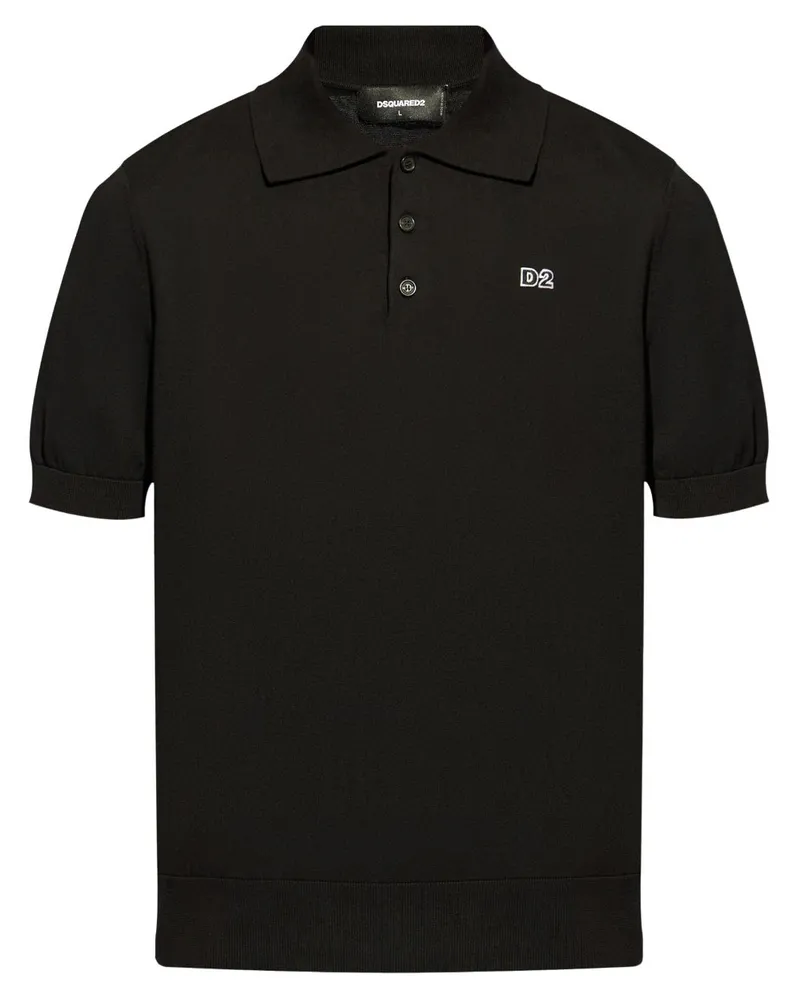 Dsquared2 Poloshirt mit Logo-Patch - Schwarz Schwarz