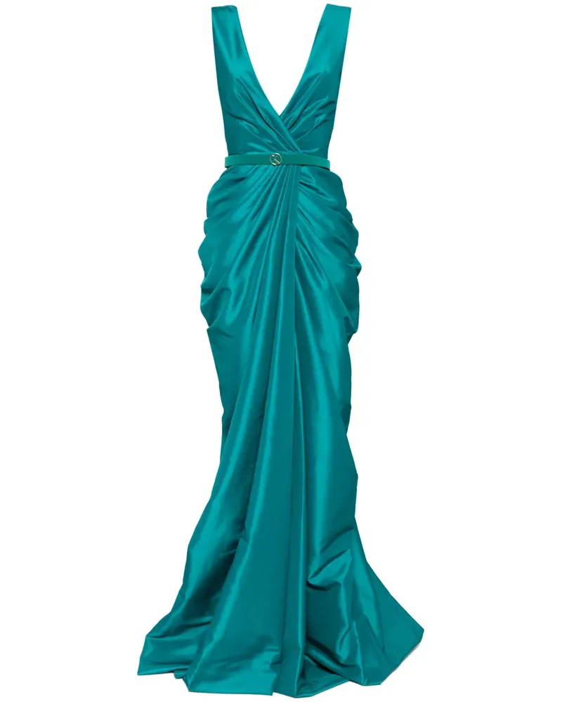 Saiid Kobeisy Drapiertes Taft-Kleid mit Gürtel - Grün Grün