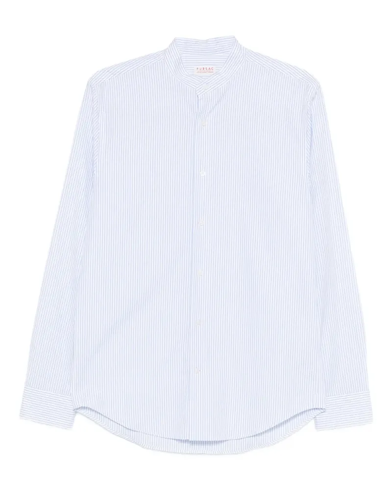 FURSAC Gestreiftes Hemd ohne Kragen - Weiß Weiß