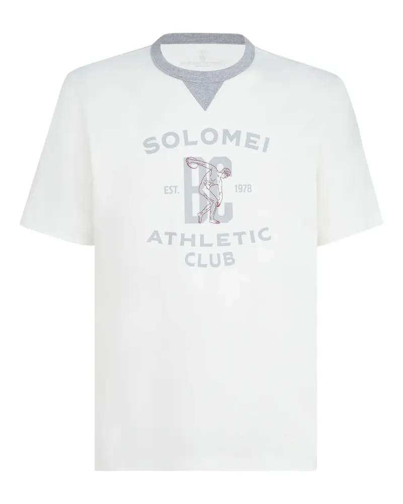 Brunello Cucinelli T-Shirt mit Logo-Print - Weiß Weiß