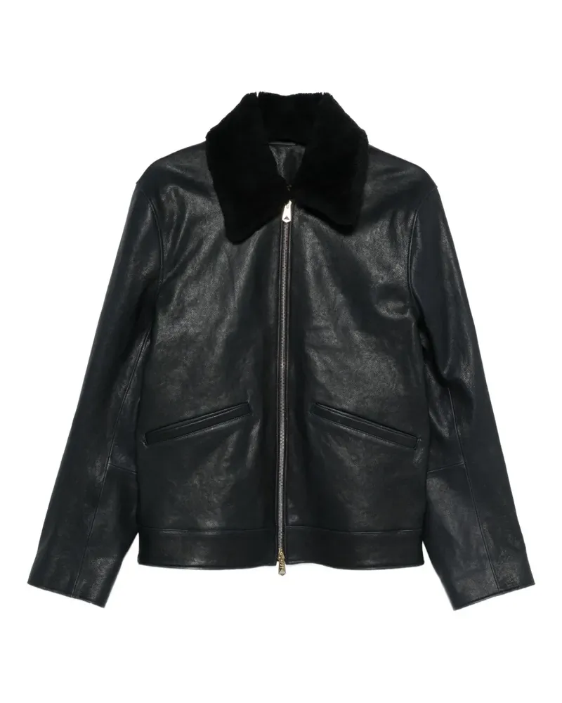 Paul Smith fur-collar leather jacket - Schwarz Schwarz