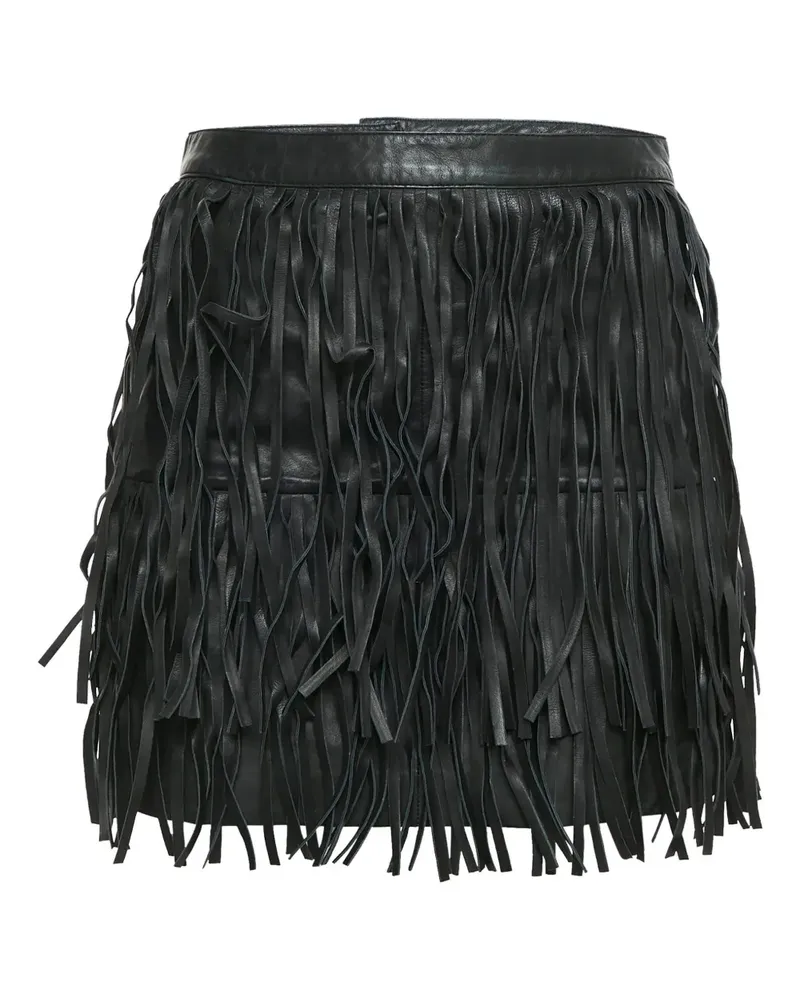 Zadig & Voltaire Lederrock mit Fransen - Schwarz Schwarz