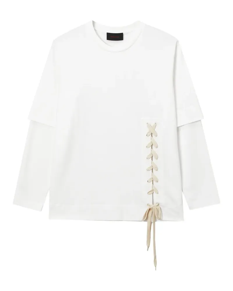 Simone Rocha lace-up double-layered T-shirt - Weiß Weiß