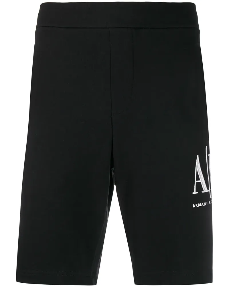 Armani Exchange Joggingshorts mit Logo-Stickerei - Schwarz Schwarz