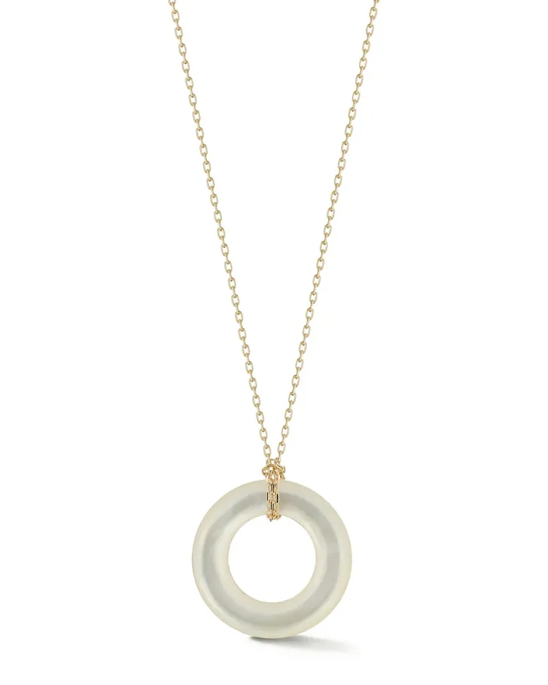 MATEO 14kt Donut Gelbgoldhalskette mit Perlmutt Gold