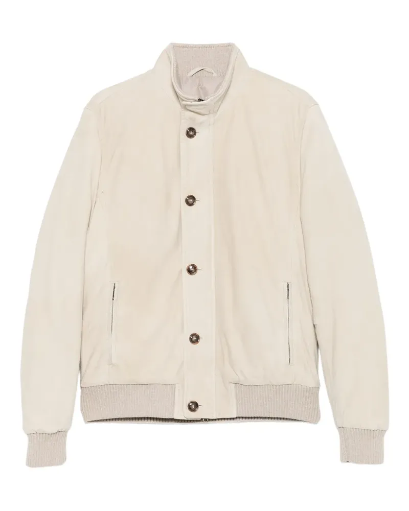 BARBA Gerippte Jacke mit Knopfverschluss - Nude Nude