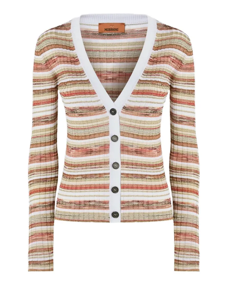 Missoni ribbed striped viscose-blend cardigan - Nude Nude