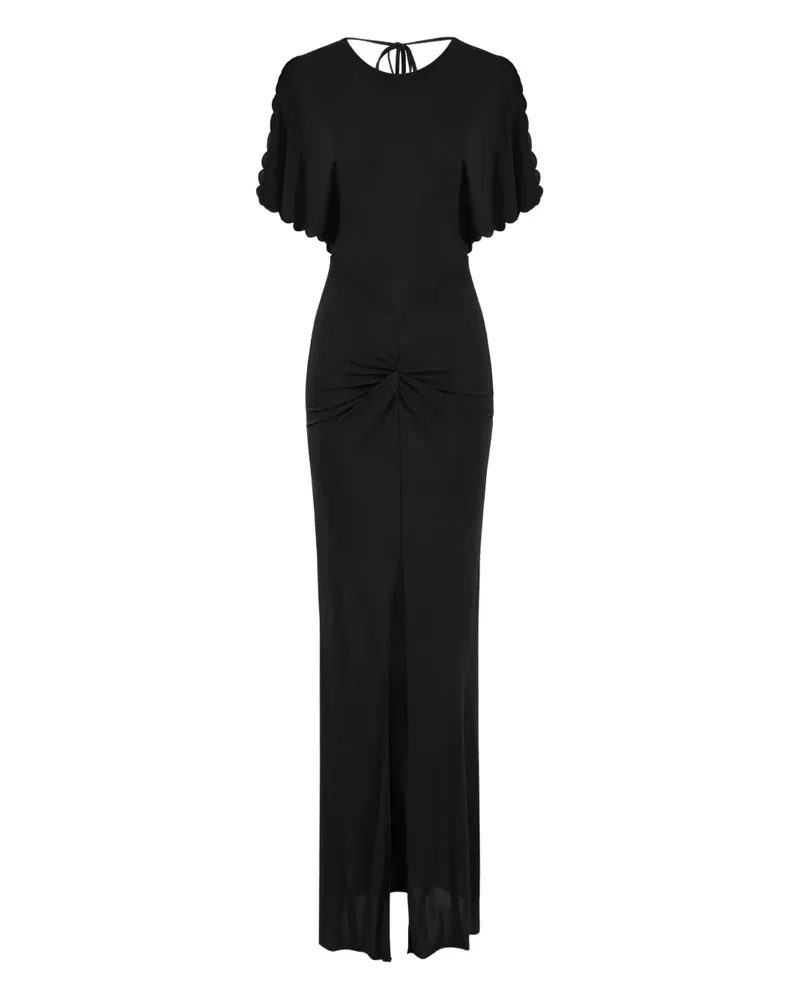 Elisabetta Franchi Maxikleid mit Wellenrand - Schwarz Schwarz