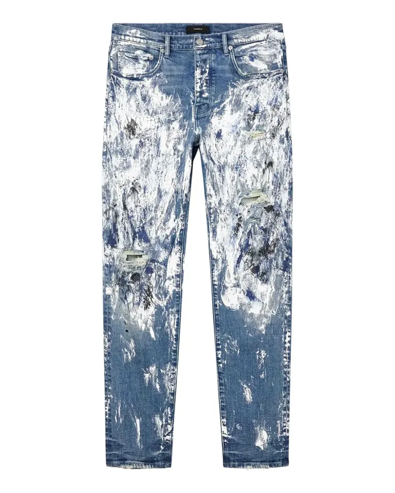PURPLE BRAND paint-overlay distressed jeans - Blau Blau