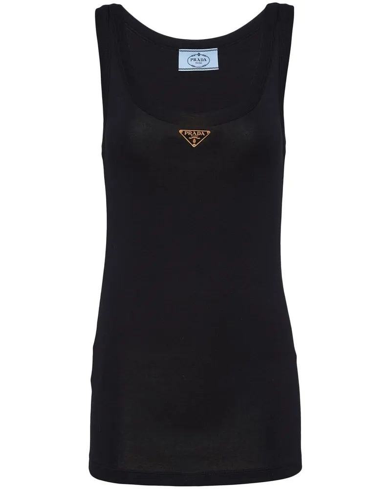 Prada Geripptes Jersey-Top Schwarz