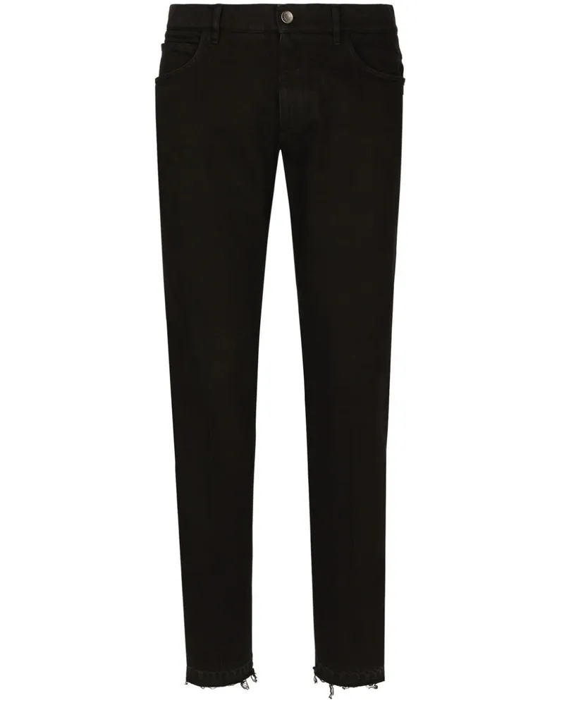 Dolce & Gabbana Slim-Fit-Jeans mit Distressed-Saum - Schwarz Schwarz