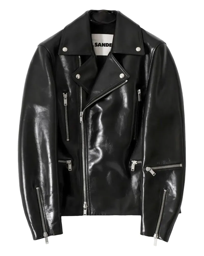 Jil Sander leather biker jacket - Schwarz Schwarz