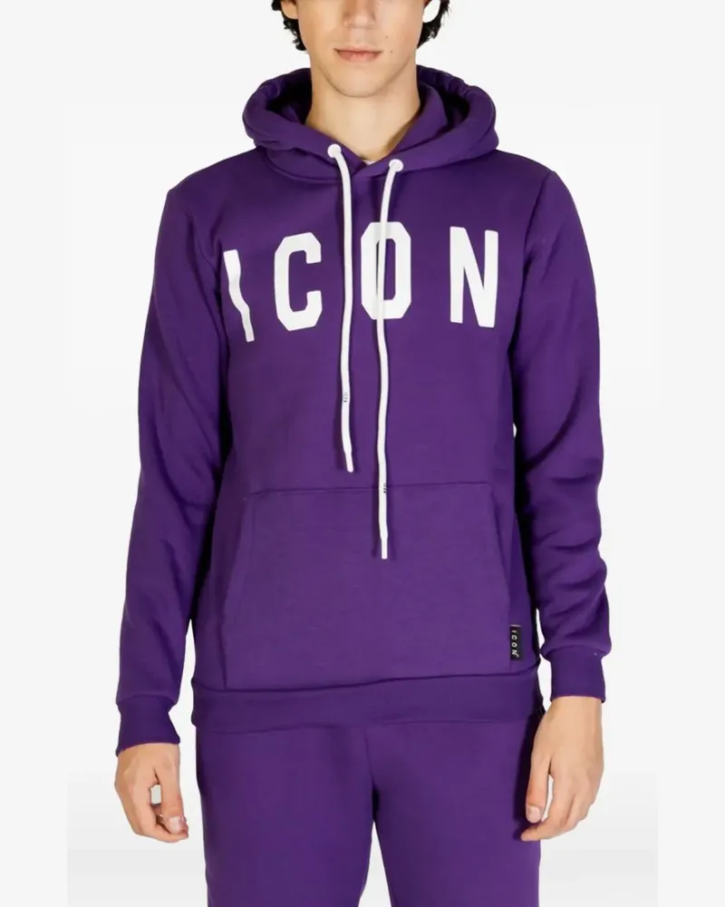 Icon Brand logo-print hoodie - Violett Violett