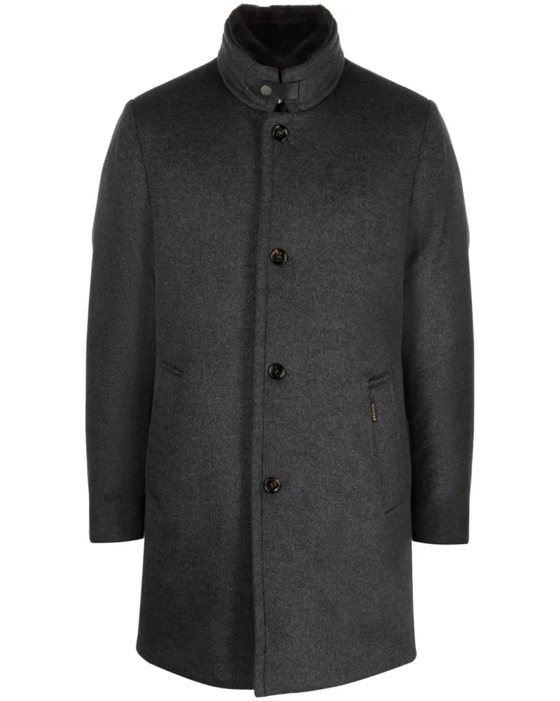 MOORER Melierter Bond-Fur-Le Mantel - Grau Grau