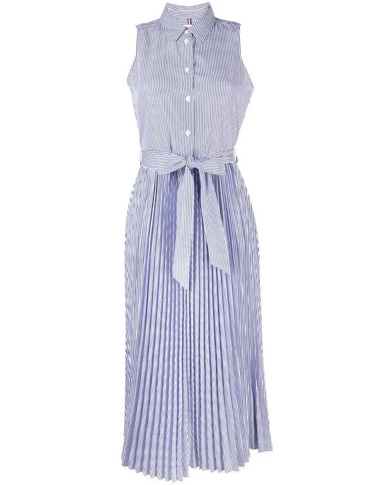 Tommy Hilfiger Gestreiftes Hemdkleid mit Falten - Blau Blau