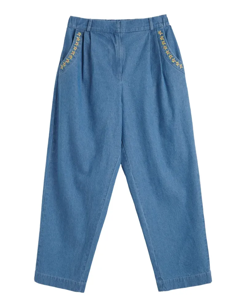 Chinti & Parker Hose mit Margeriten-Stickerei - Blau Blau