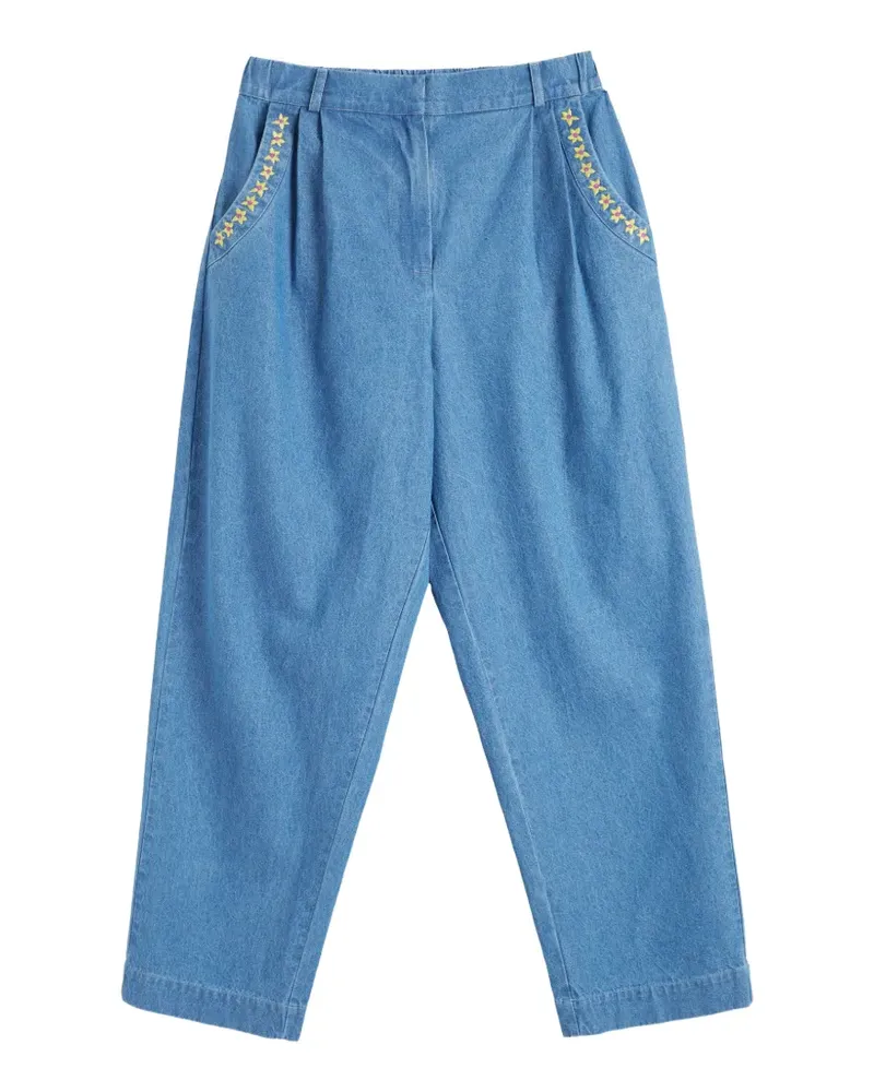 Chinti & Parker Hose mit Margeriten-Stickerei - Blau Blau