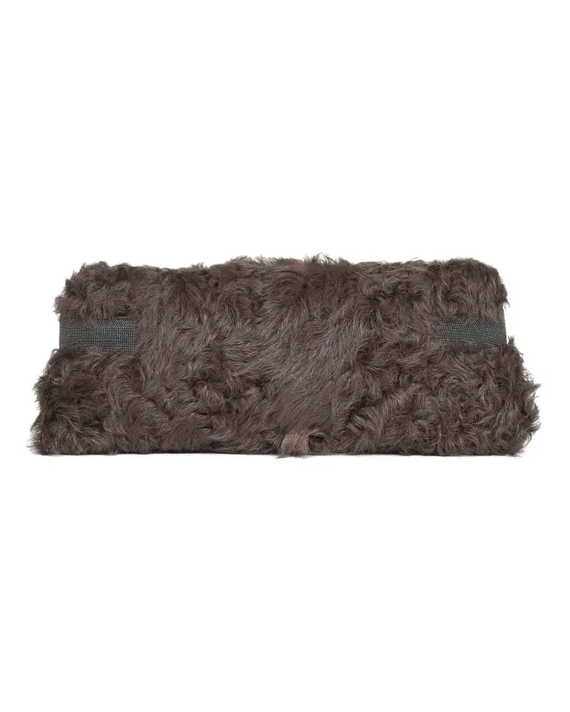Brunello Cucinelli Wavy Clutch aus Shearling - Braun Braun