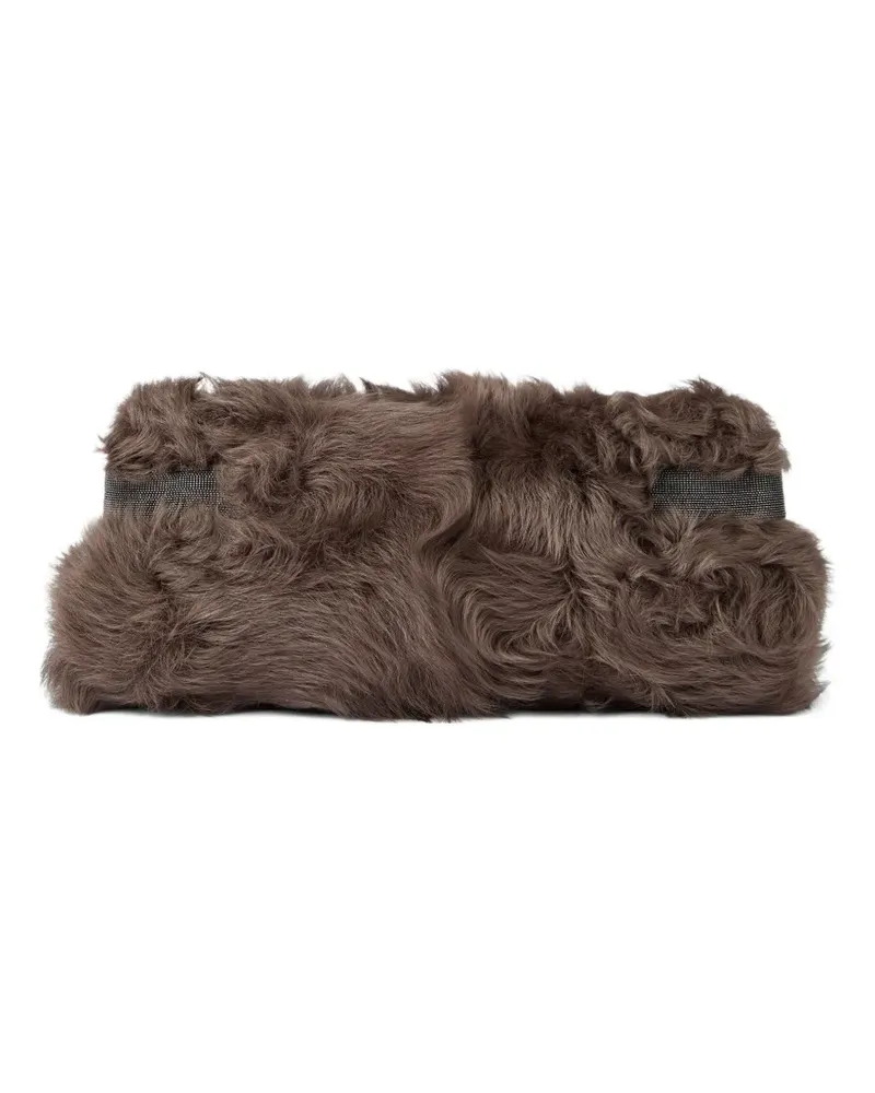 Brunello Cucinelli Wavy Clutch aus Shearling - Braun Braun