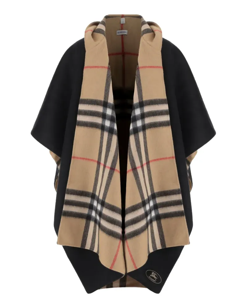Burberry Check-pattern hooded reversible cape - Schwarz Schwarz