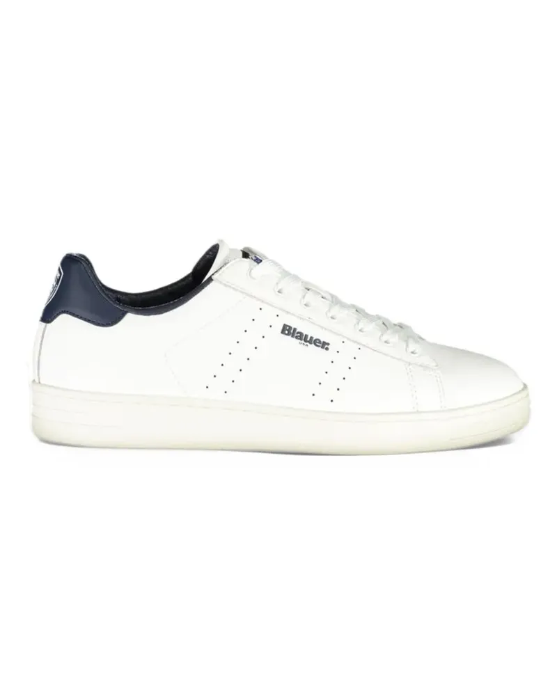 Blauer Perforierte HT Sneakers mit Logo-Print - Weiß Weiß